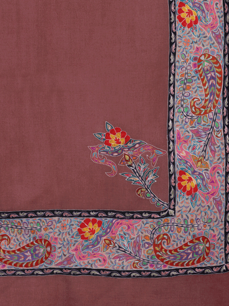 Cocoa Brown Dordaar Pashmina Shawl - Shopping in Kashmir