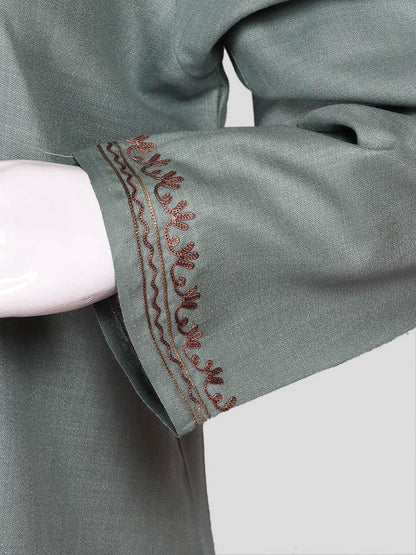 nAARI Kashmiri Aari Embroidered Steel Grey Cotton Coord Set - Shopping in Kashmir
