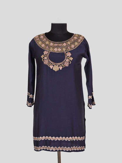 Zariya Navy Blue Silk Trio Edit - Kurti, Kaftan Set, & Coord Set