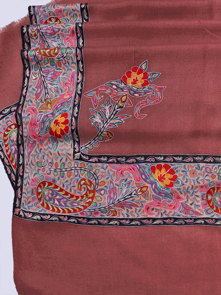 Cocoa Brown Dordaar Pashmina Shawl - Shopping in Kashmir