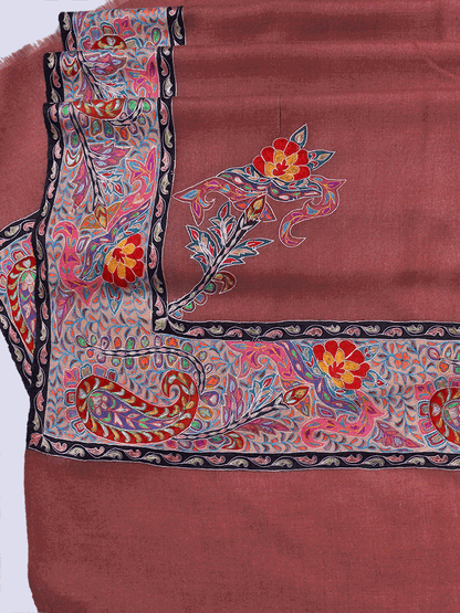 Cocoa Brown Dordaar Pashmina Shawl - Shopping in Kashmir