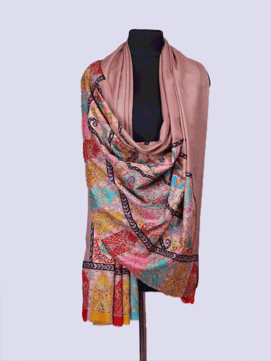 Mauve Dordaar Kalamkaari Pashmina Shawl - Shopping in Kashmir