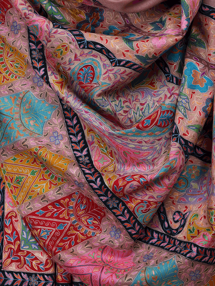 Mauve Dordaar Kalamkaari Pashmina Shawl - Shopping in Kashmir