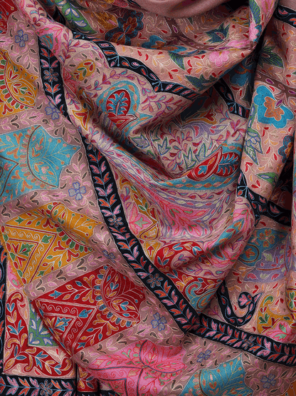 Mauve Dordaar Kalamkaari Pashmina Shawl - Shopping in Kashmir
