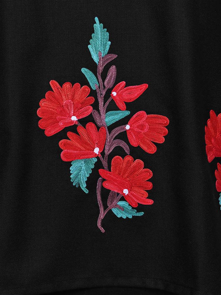 nAARI Classic Black Kashmiri Aari Embroidered Cotton Kurti - Shopping in Kashmir