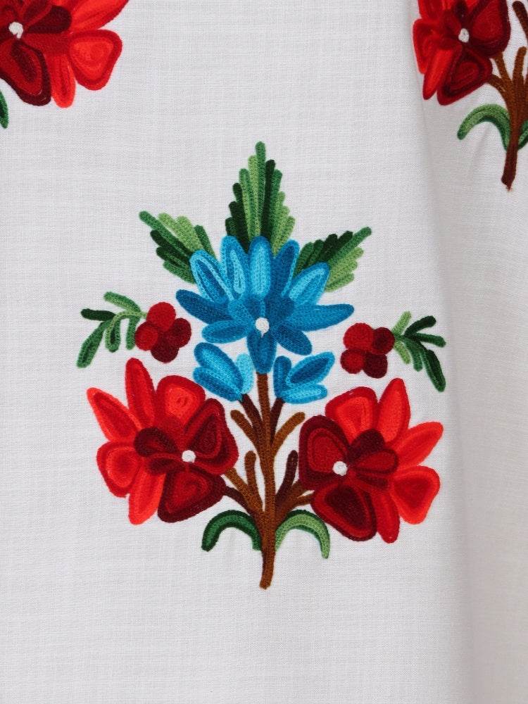 nAARI Kashmiri Aari Embroidered Pearl White Cotton Coord Set - Shopping in Kashmir