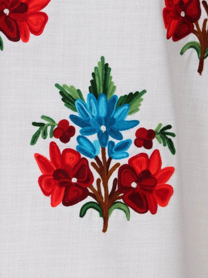 nAARI Kashmiri Aari Embroidered Pearl White Cotton Coord Set - Shopping in Kashmir