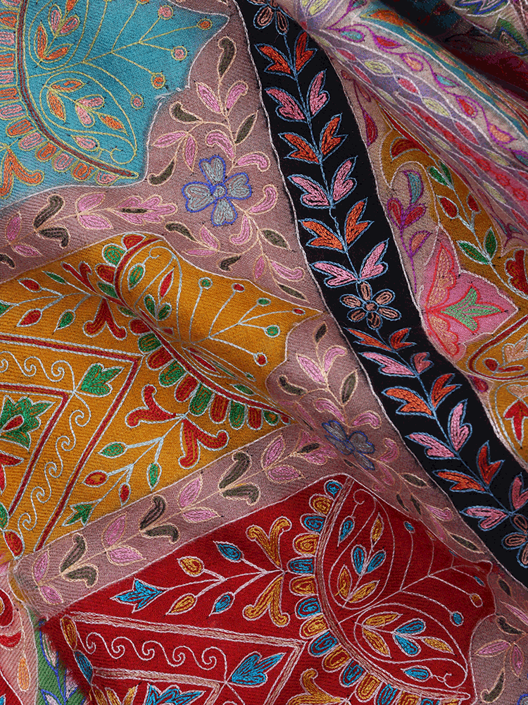 Mauve Dordaar Kalamkaari Pashmina Shawl - Shopping in Kashmir