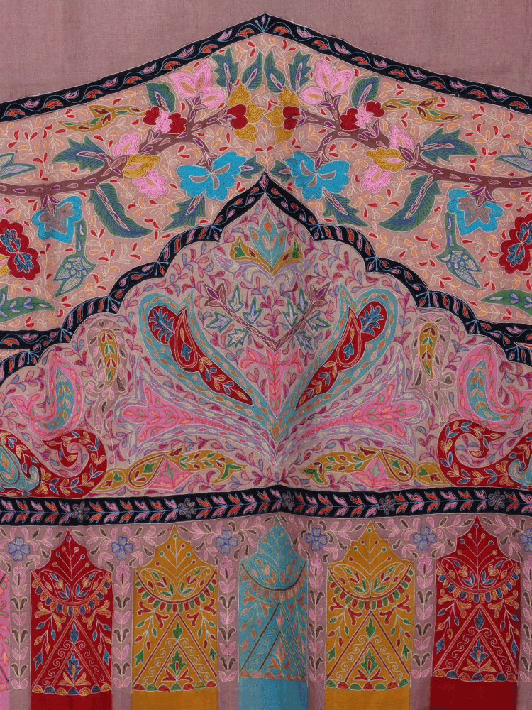 Mauve Dordaar Kalamkaari Pashmina Shawl - Shopping in Kashmir