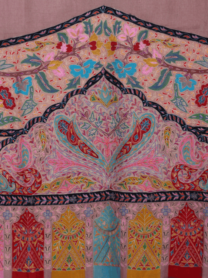 Mauve Dordaar Kalamkaari Pashmina Shawl - Shopping in Kashmir