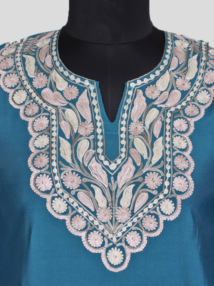 Zariya Ferozi Blue Silk Trio Edit - Kurti, Kaftan Set, & Coord Set