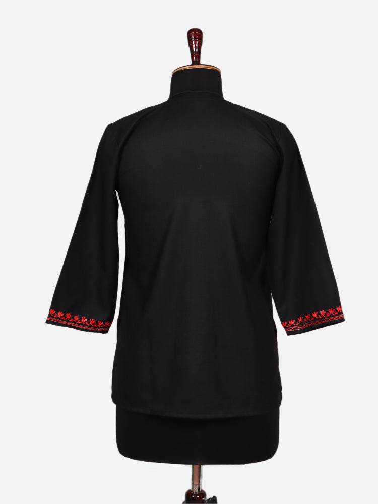 nAARI Classic Black Kashmiri Aari Embroidered Cotton Kurti - Shopping in Kashmir