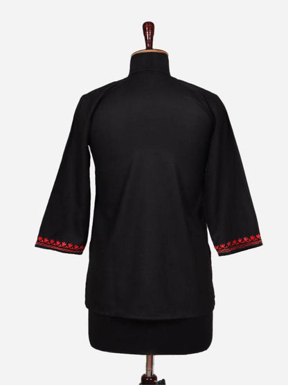 nAARI Classic Black Kashmiri Aari Embroidered Cotton Kurti - Shopping in Kashmir
