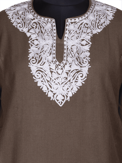 Zari-e-faiz:Natural pashmina colour zari embroidery pheran - Shopping in Kashmir