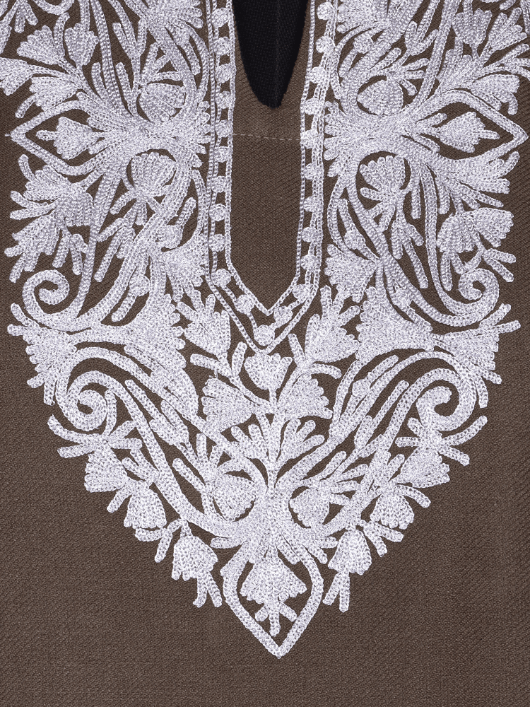Zari-e-faiz:Natural pashmina colour zari embroidery pheran - Shopping in Kashmir