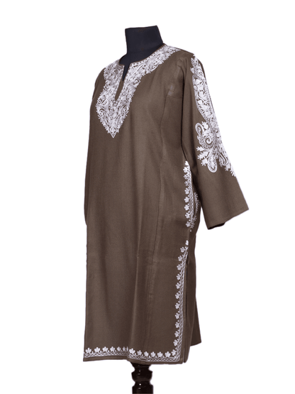 Zari-e-faiz:Natural pashmina colour zari embroidery pheran - Shopping in Kashmir