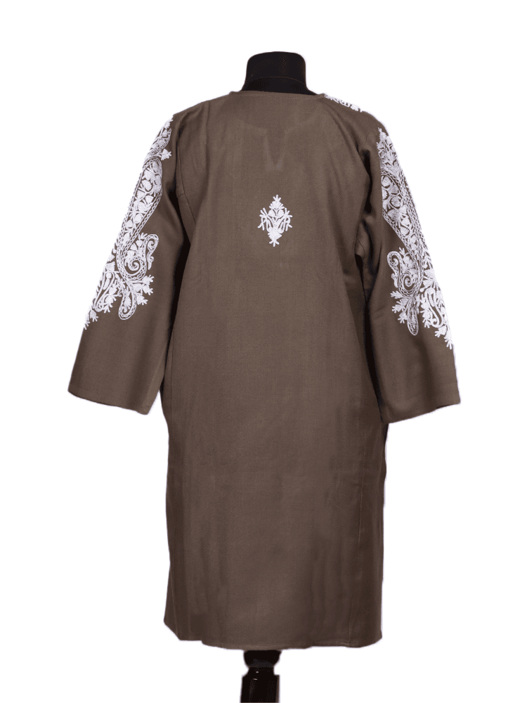 Zari-e-faiz:Natural pashmina colour zari embroidery pheran - Shopping in Kashmir