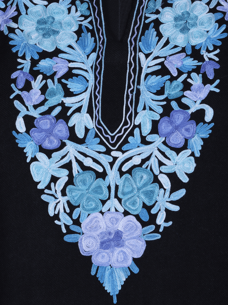 Siyahi-e-Aab: Black poshkar Aari Embroidery pheran - Shopping in Kashmir