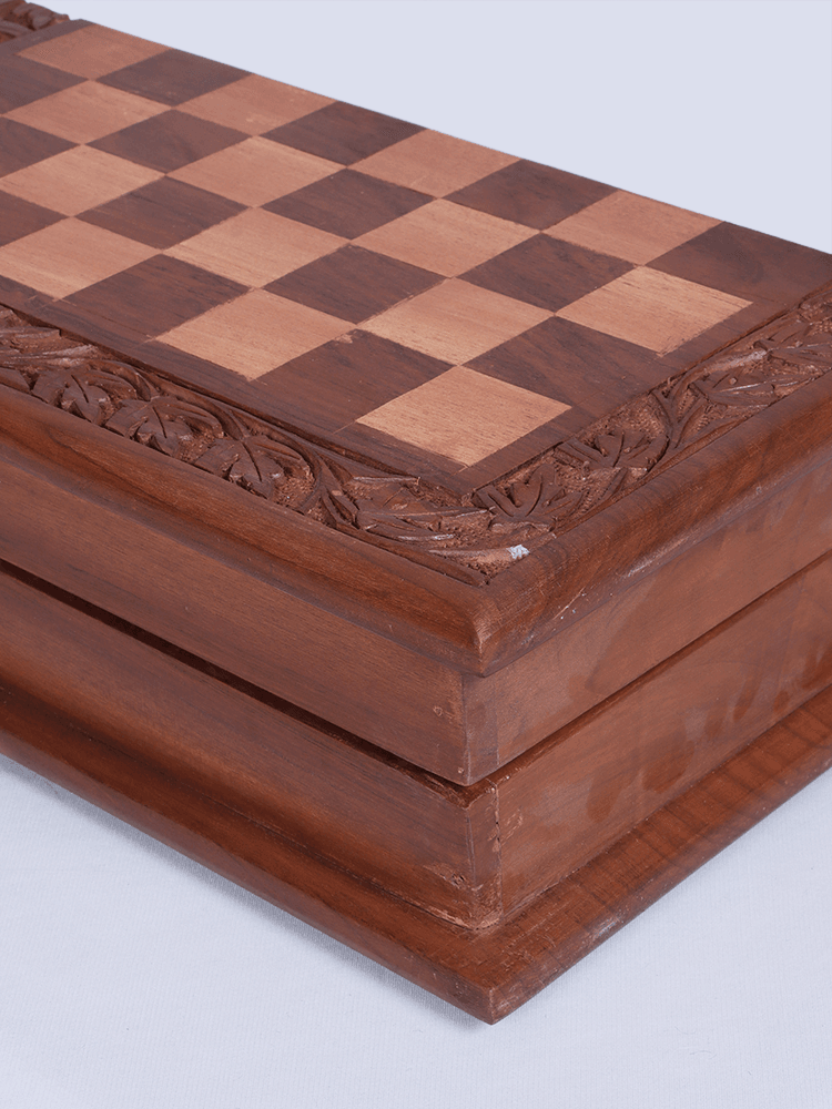 Border Designed Walnut Wood Chess Board - Shopping in Kashmir