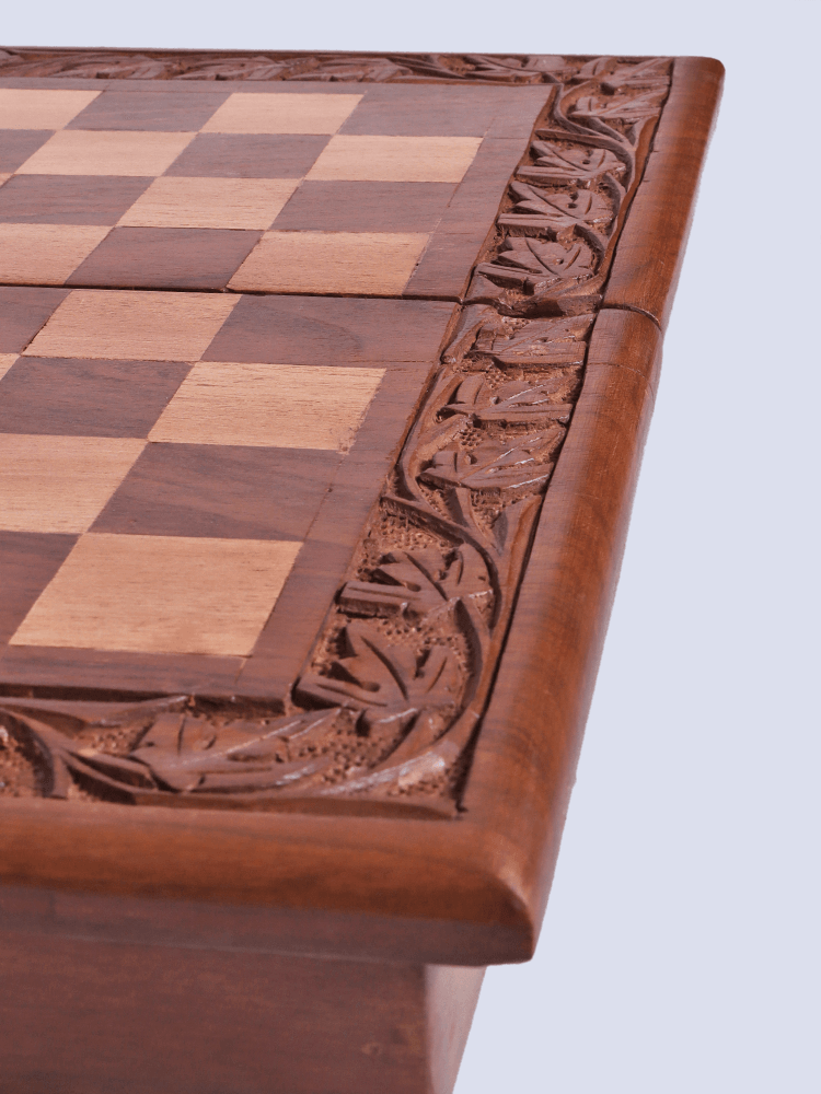 Border Designed Walnut Wood Chess Board - Shopping in Kashmir
