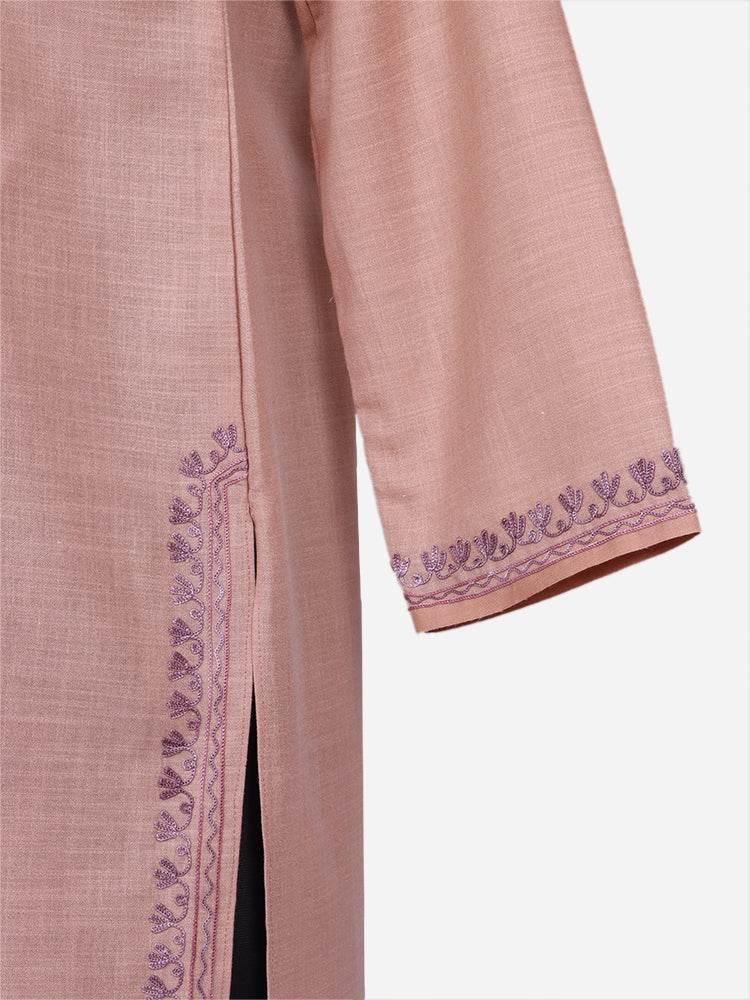 nAARI Rosy Brown Kashmiri Aari Embroidered Cotton Kurti - Shopping in Kashmir