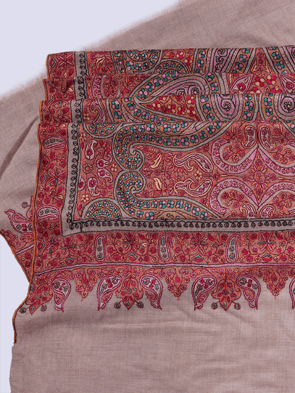 Natural Base Jama Embroidered Pashmina Shawl - Shopping in Kashmir
