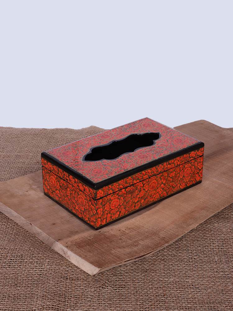 Red N Black Papier Mache Tissue Box - Shopping in Kashmir