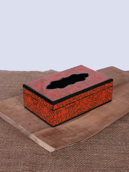Red N Black Papier Mache Tissue Box - Shopping in Kashmir