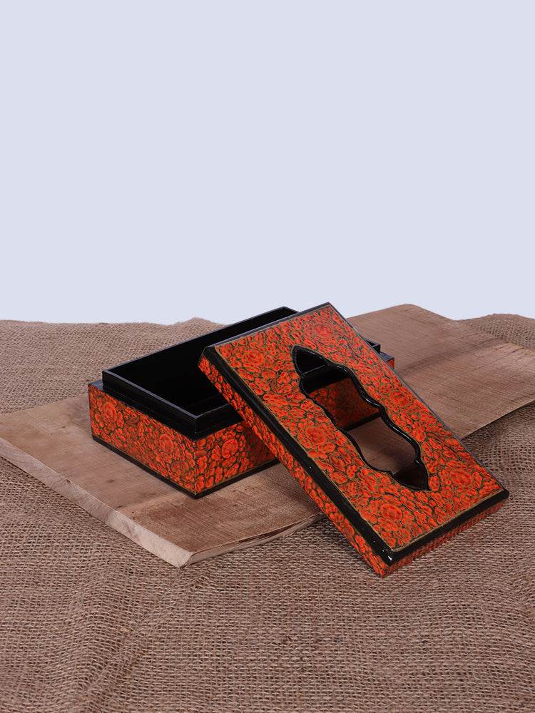 Red N Black Papier Mache Tissue Box - Shopping in Kashmir