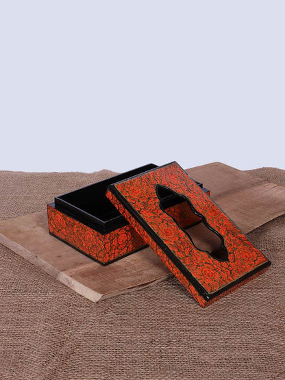 Red N Black Papier Mache Tissue Box - Shopping in Kashmir