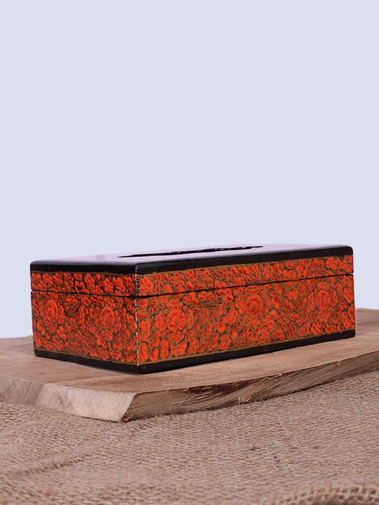 Red N Black Papier Mache Tissue Box - Shopping in Kashmir