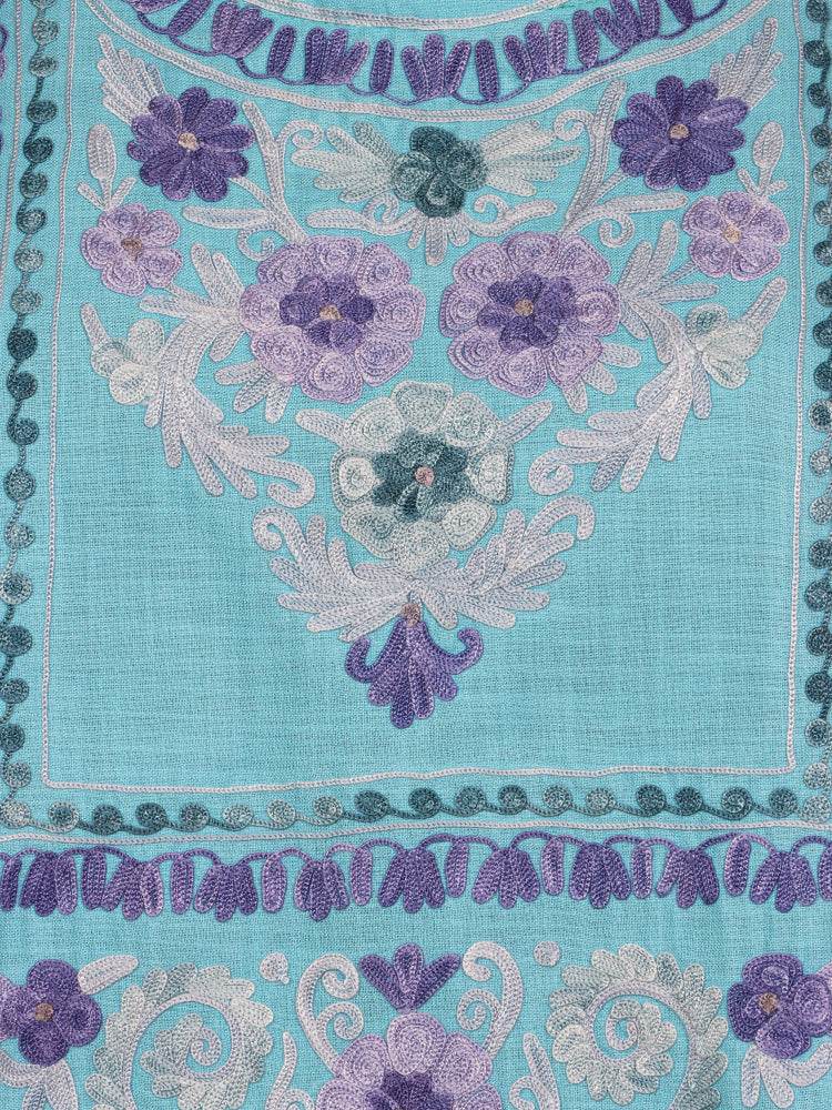 nAARI Fountain Blue Kashmiri Aari Embroidered Cotton Kurti - Shopping in Kashmir
