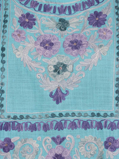 nAARI Fountain Blue Kashmiri Aari Embroidered Cotton Kurti - Shopping in Kashmir