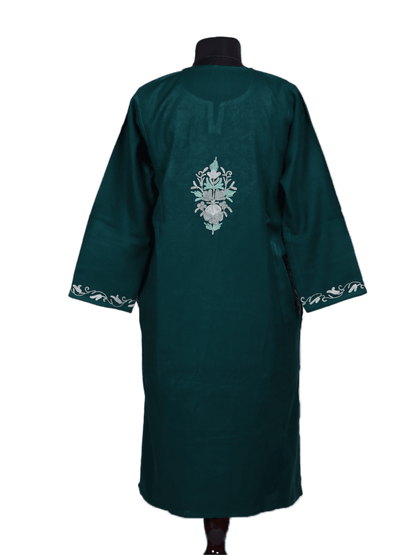 Zarbaft-e-Nazakat: green nich poshkar Aari Embroidery pheran - Shopping in Kashmir