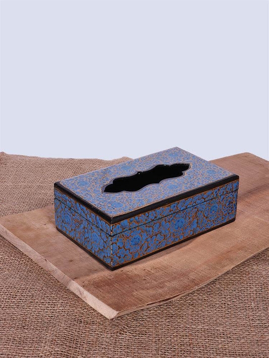Blue N Black Papier Mache Tissue Box - Shopping in Kashmir