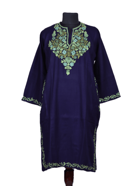 Neelkanth: Royal Blue nich poshkaar Aari Embroidery cashmilon pheran - Shopping in Kashmir