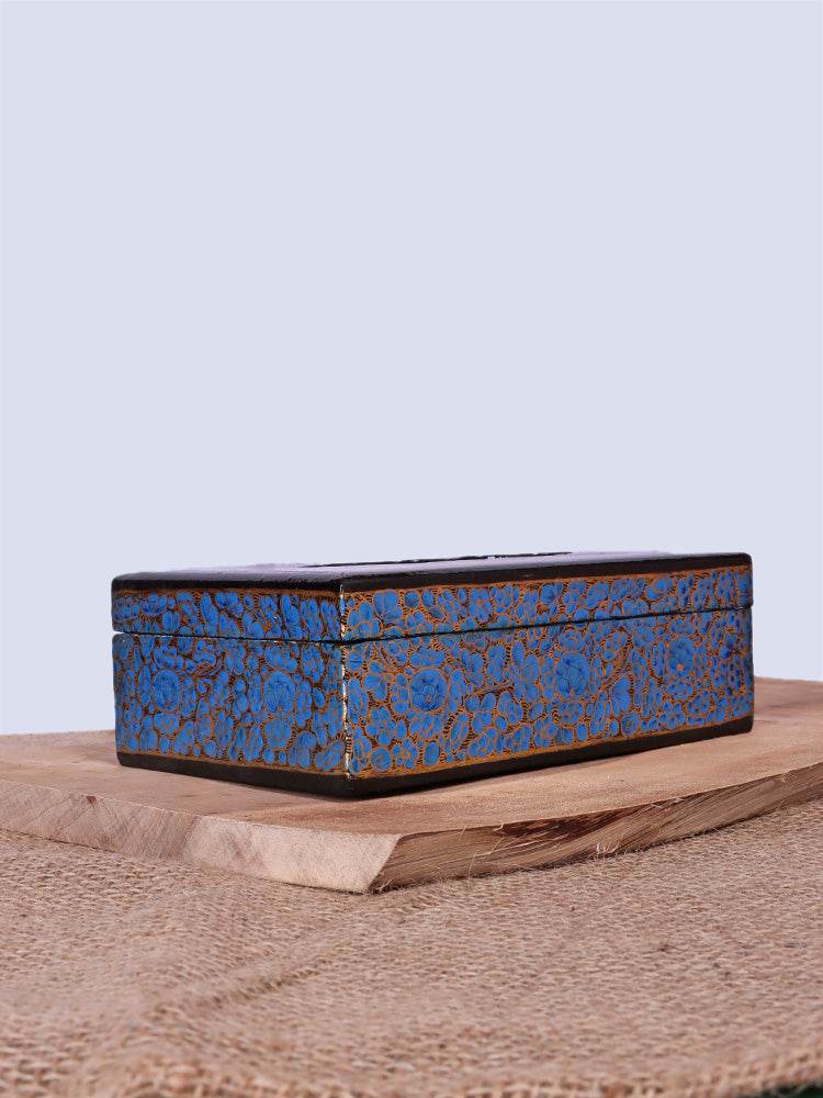 Blue N Black Papier Mache Tissue Box - Shopping in Kashmir