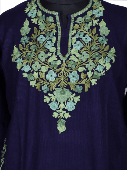Neelkanth: Royal Blue nich poshkaar Aari Embroidery cashmilon pheran - Shopping in Kashmir