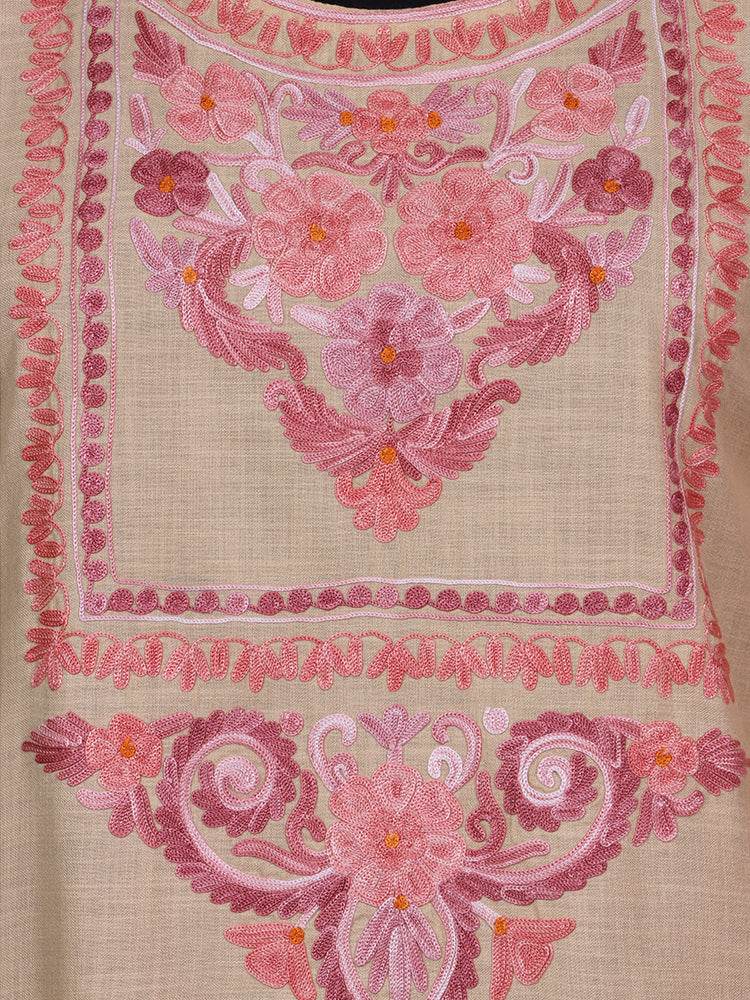 nAARI Pastel Peach Kashmiri Aari Embroidered Cotton Kurti - Shopping in Kashmir