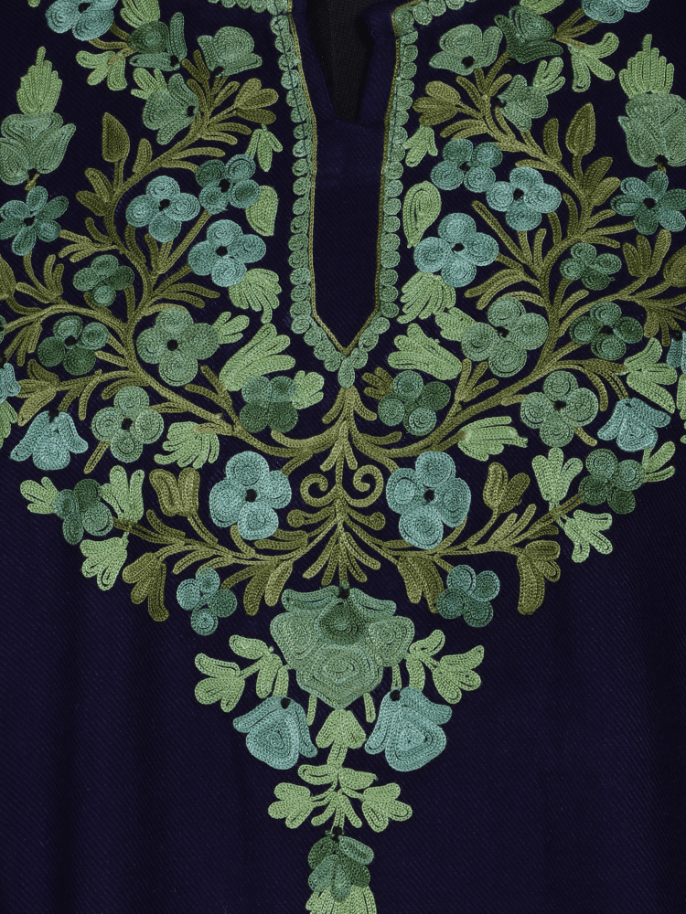 Neelkanth: Royal Blue nich poshkaar Aari Embroidery cashmilon pheran - Shopping in Kashmir