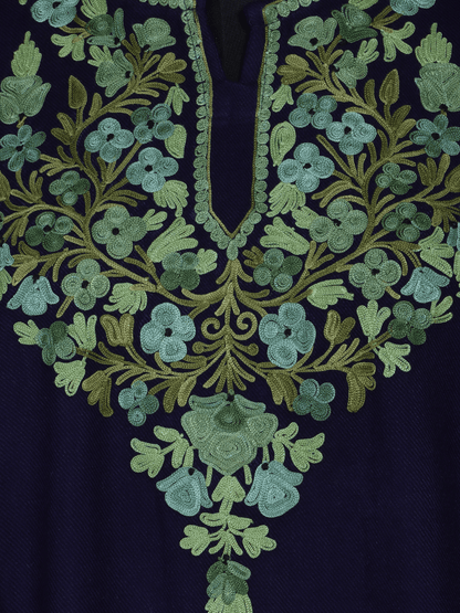 Neelkanth: Royal Blue nich poshkaar Aari Embroidery cashmilon pheran - Shopping in Kashmir