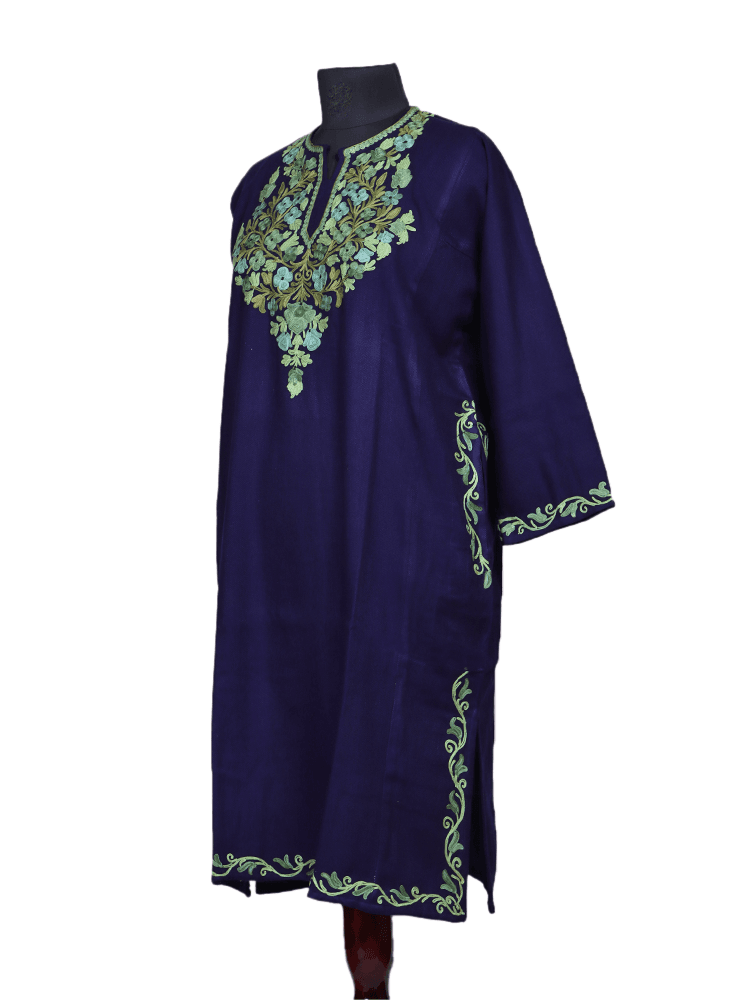Neelkanth: Royal Blue nich poshkaar Aari Embroidery cashmilon pheran - Shopping in Kashmir