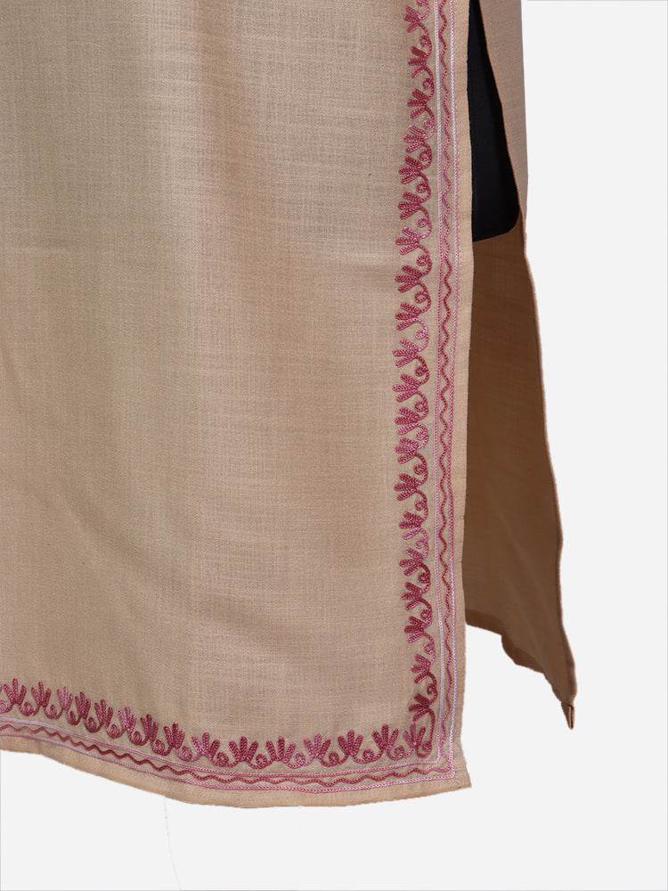 nAARI Pastel Peach Kashmiri Aari Embroidered Cotton Kurti - Shopping in Kashmir