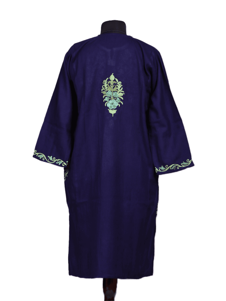 Neelkanth: Royal Blue nich poshkaar Aari Embroidery cashmilon pheran - Shopping in Kashmir