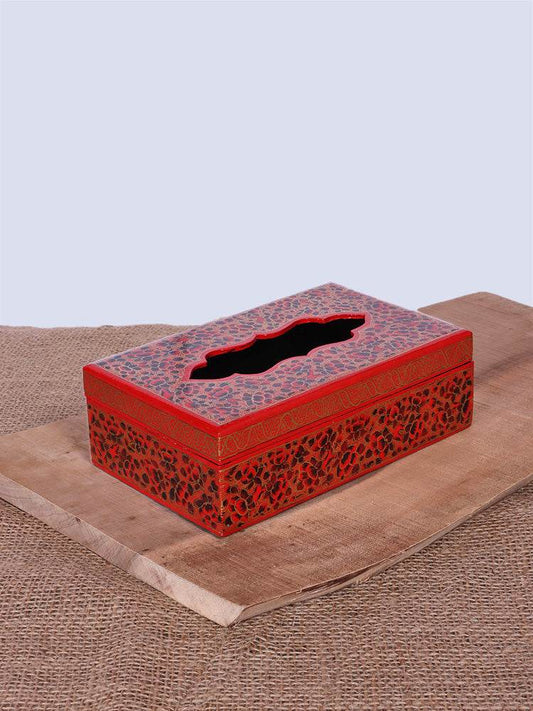 Bold Red Papier Mache Tissue Box - Shopping in Kashmir