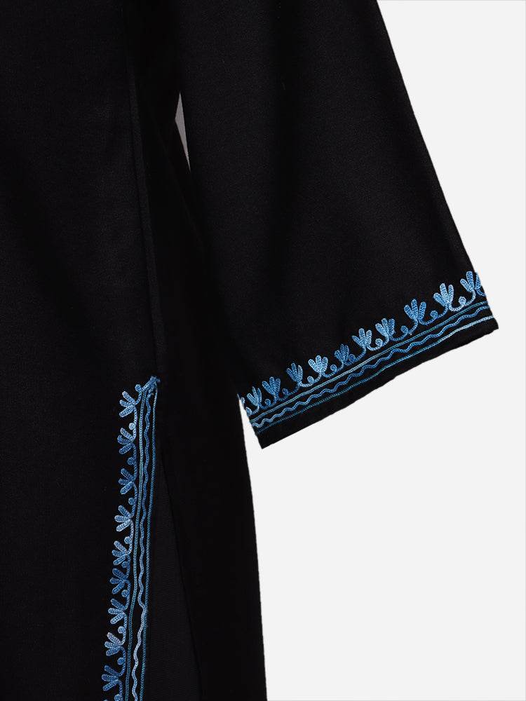 nAARI Solid Black Kashmiri Aari Embroidered Cotton Kurti - Shopping in Kashmir
