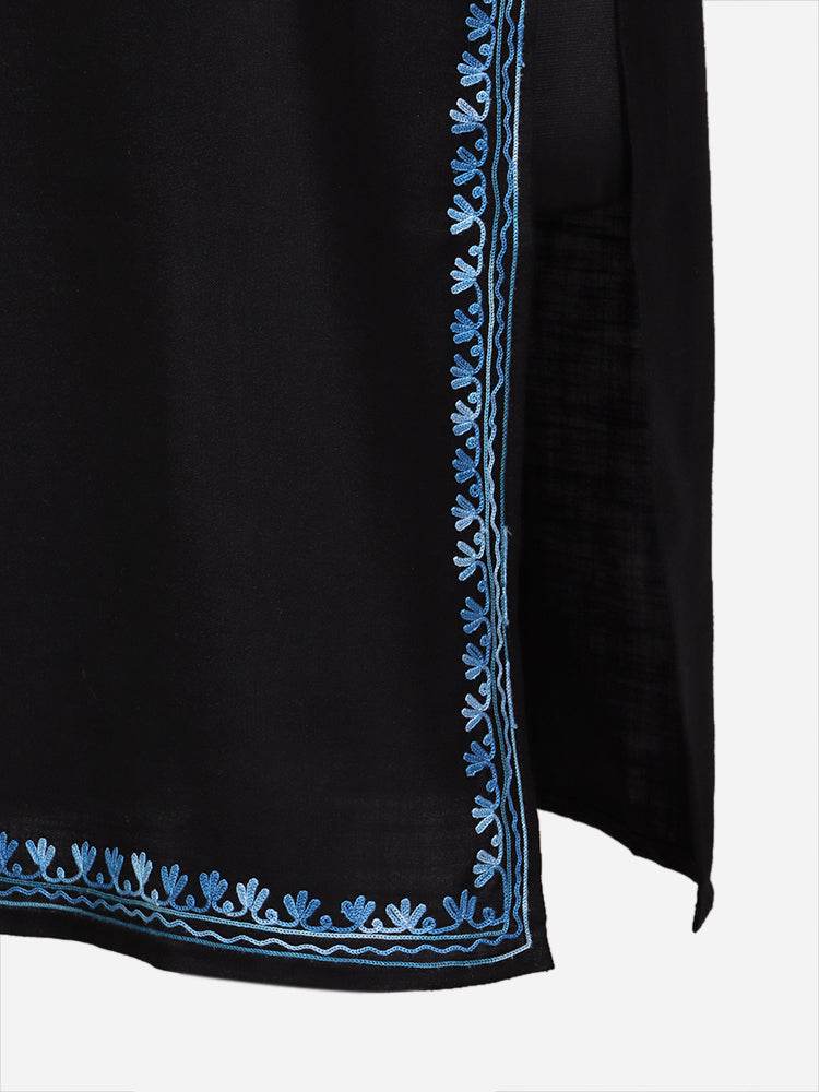 nAARI Solid Black Kashmiri Aari Embroidered Cotton Kurti - Shopping in Kashmir
