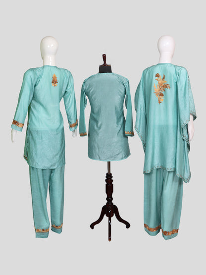 Zariya Sky Blue Silk Trio Edit - Kurti, Kaftan Set, & Coord Set
