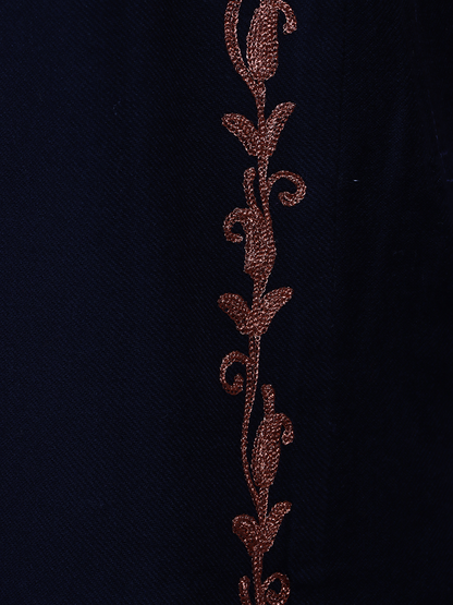 Black Cashmilon Zari Embroidered Kashmiri Pheran - Pehnava