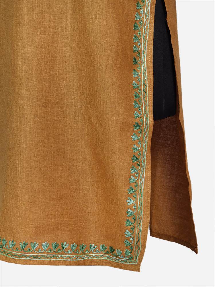 nAARI Mustard Yellow Kashmiri Aari Embroidered Cotton Kurti - Shopping in Kashmir